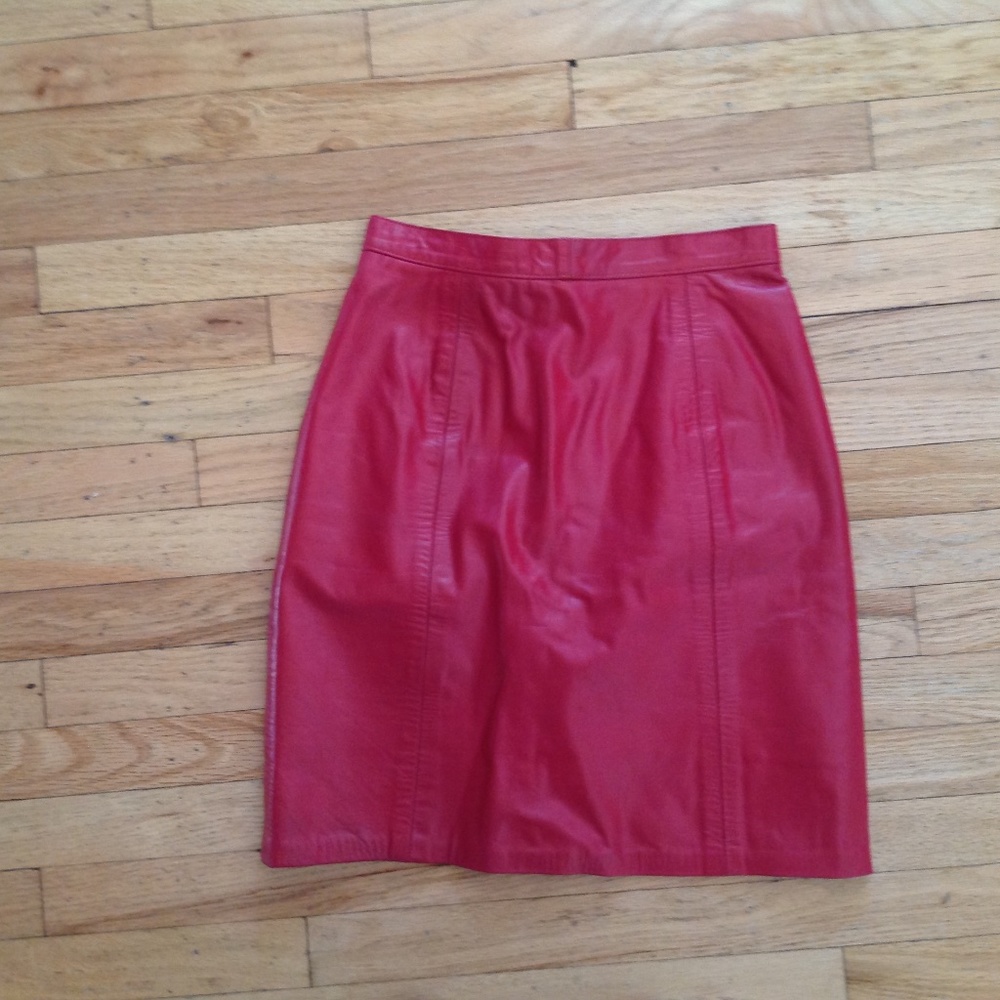 Vintage red leather skirt